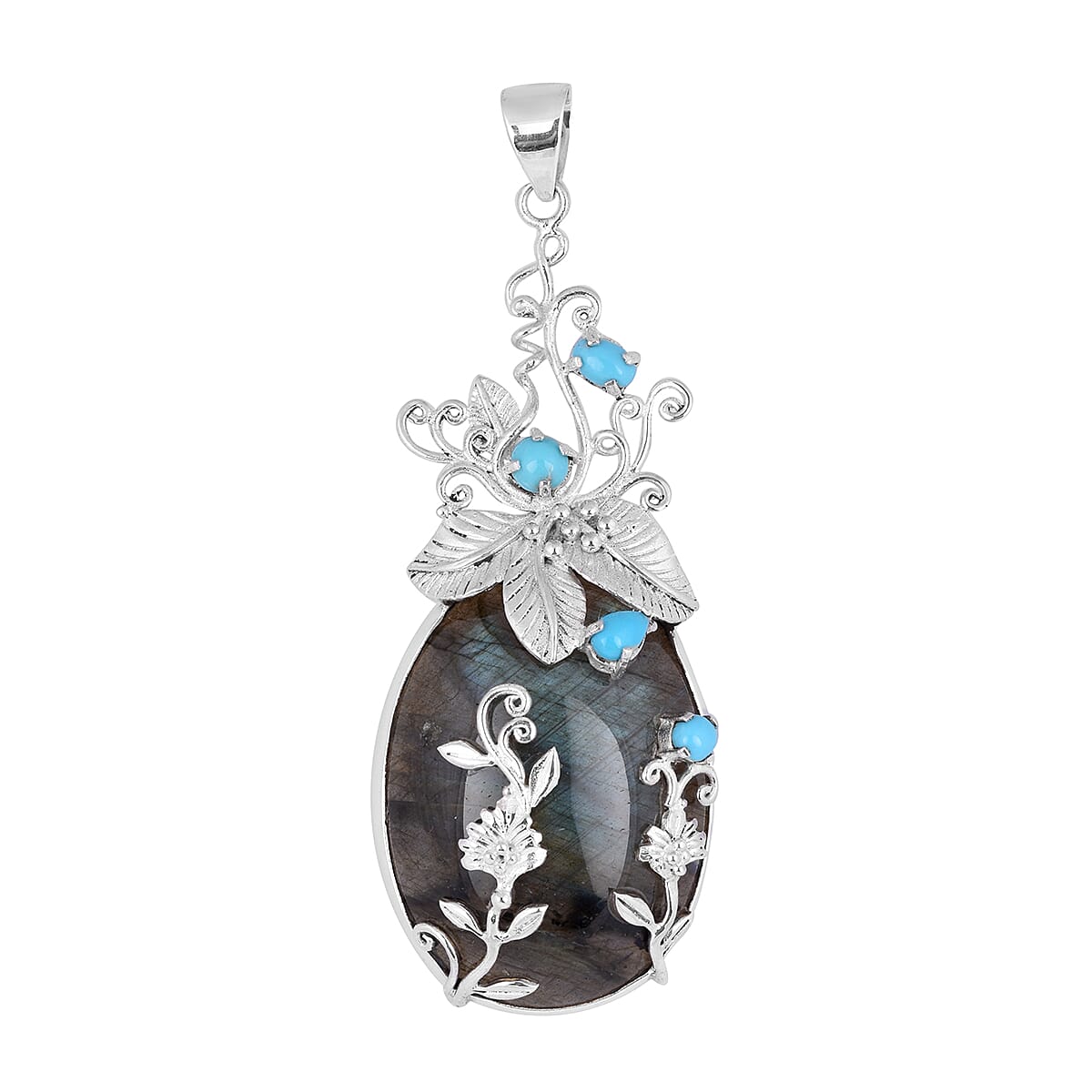 Royal Bali 95.68 Carat Labradorite and Sleeping Beauty Turquoise Pendant in Sterling Silver 6511289 0
