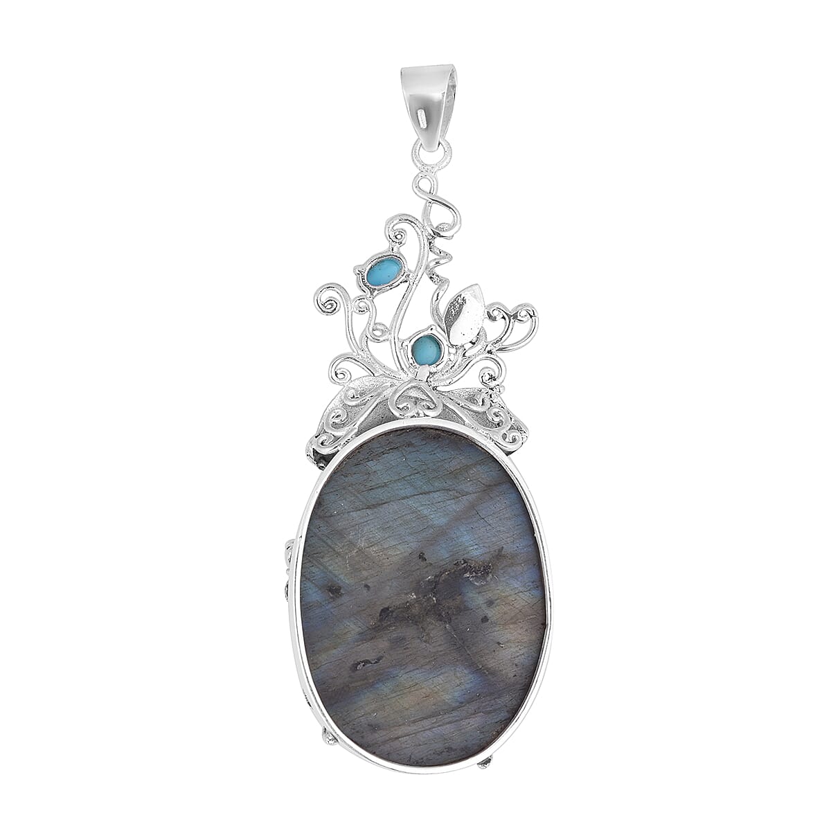 Royal Bali 95.68 Carat Labradorite and Sleeping Beauty Turquoise Pendant in Sterling Silver 6511289 2