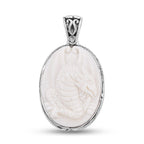 OX Bone Dragon Carved Reversible Pendant in Sterling Silver, Silver wt 6.00 Gms