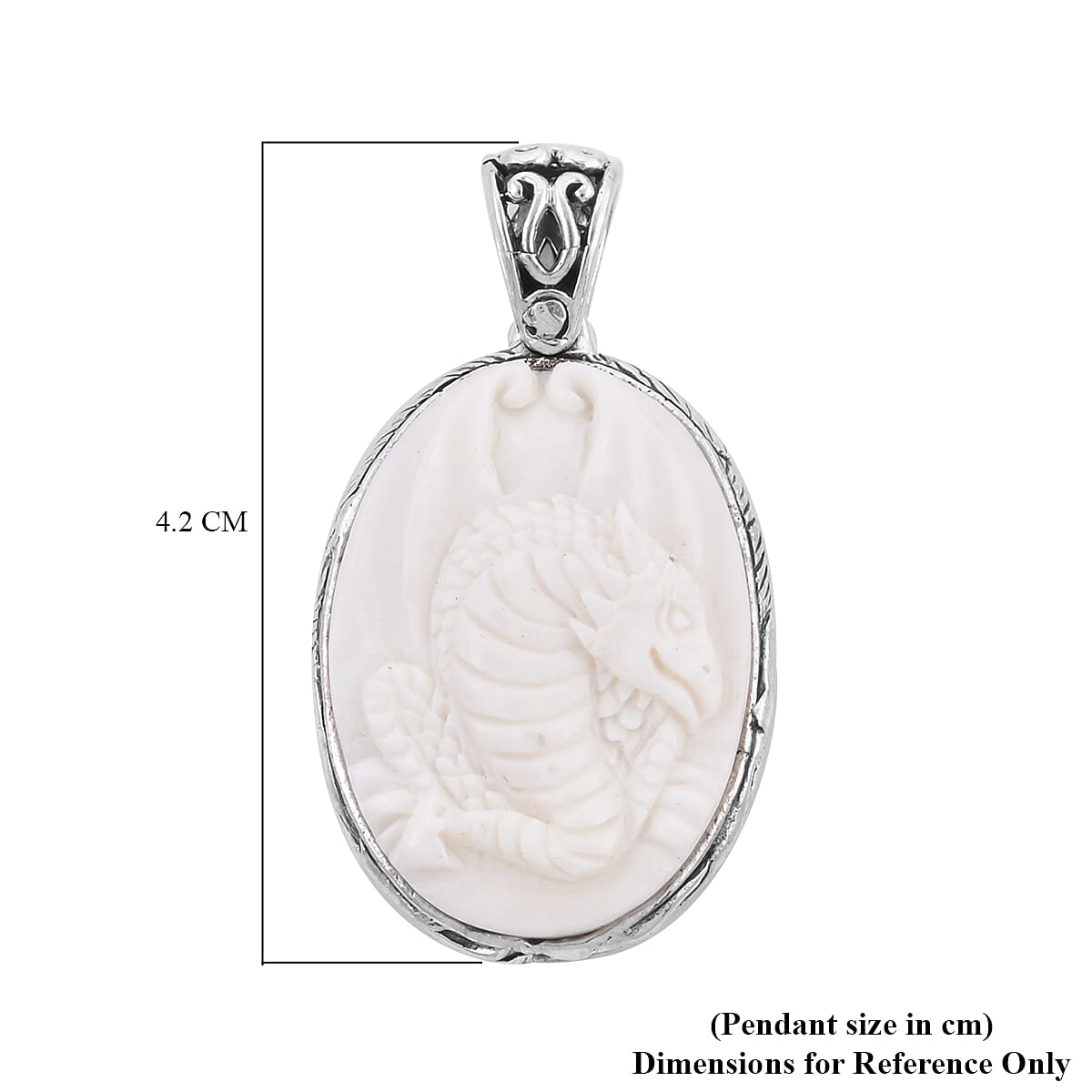 Royal Bali Collection- OX Bone Dragon Carved Reversible Pendant in Sterling Silver 3643180 5