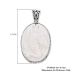 OX Bone Dragon Carved Reversible Pendant in Sterling Silver, Silver wt 6.00 Gms