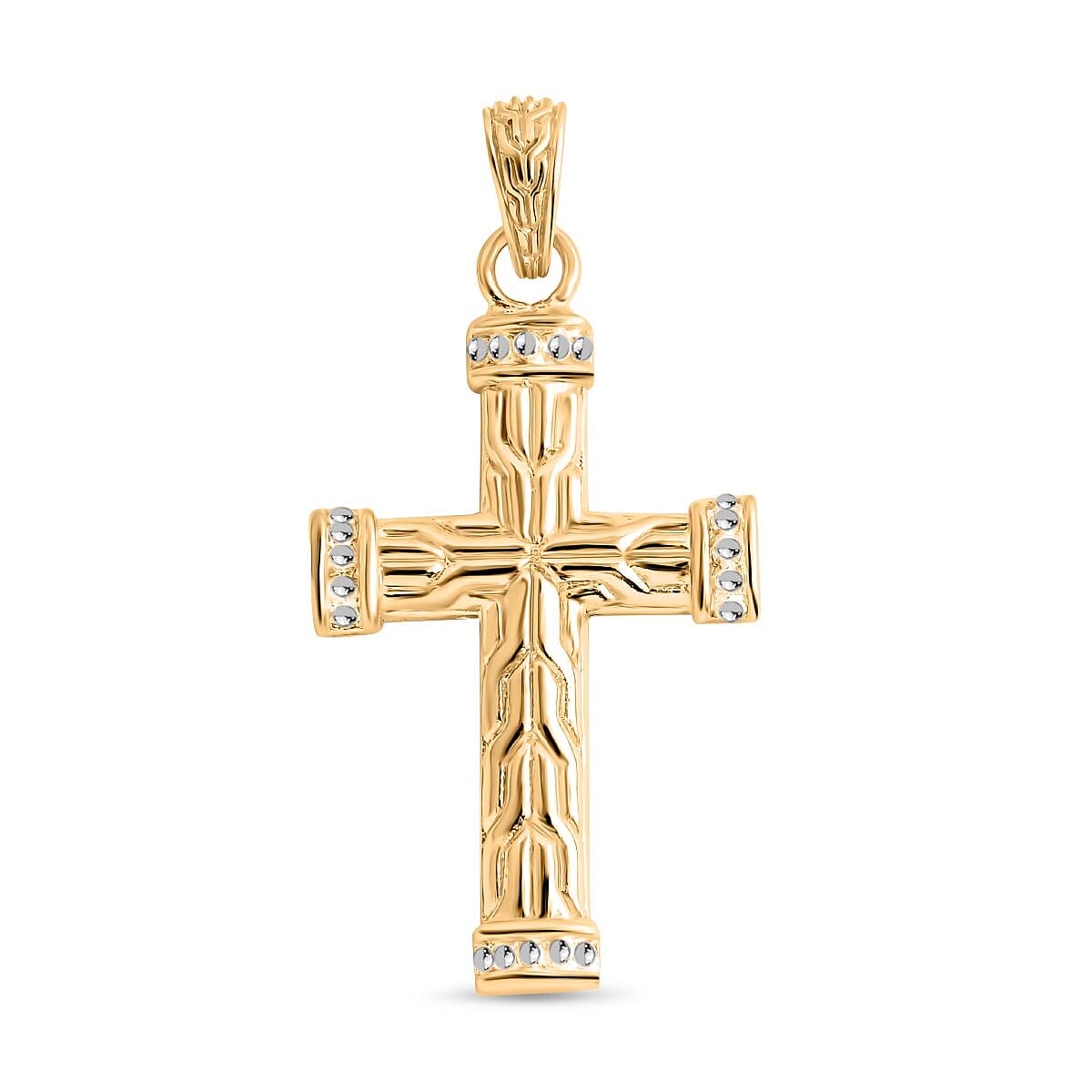 Royal Bali Collection - 22K Yellow Gold Overlay Sterling Silver Cross Pendant 7857141 0