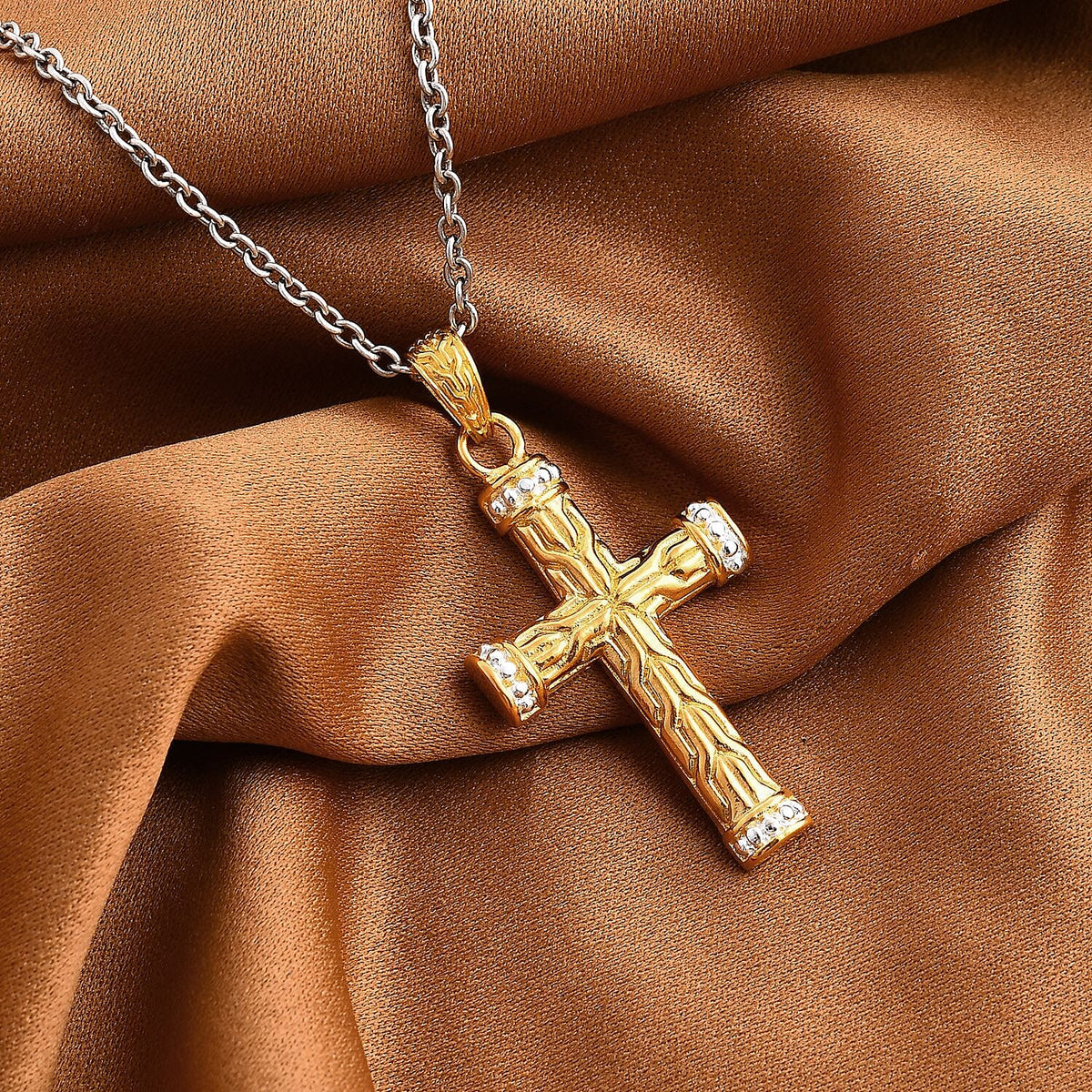 Royal Bali Collection - 22K Yellow Gold Overlay Sterling Silver Cross Pendant 7857141 2