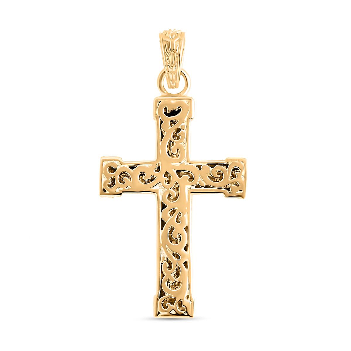 Royal Bali Collection - 22K Yellow Gold Overlay Sterling Silver Cross Pendant 7857141 8