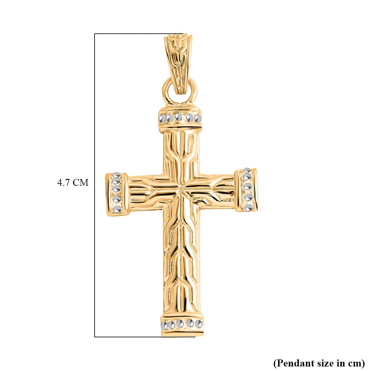 Royal Bali Collection - 22K Yellow Gold Overlay Sterling Silver Cross Pendant 7857141 10