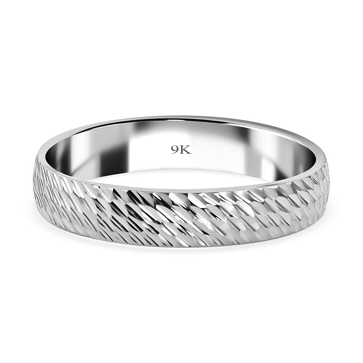 Royal Bali Collection 9K White Gold Band Ring in Diamond Cut Pattern 6252091 0