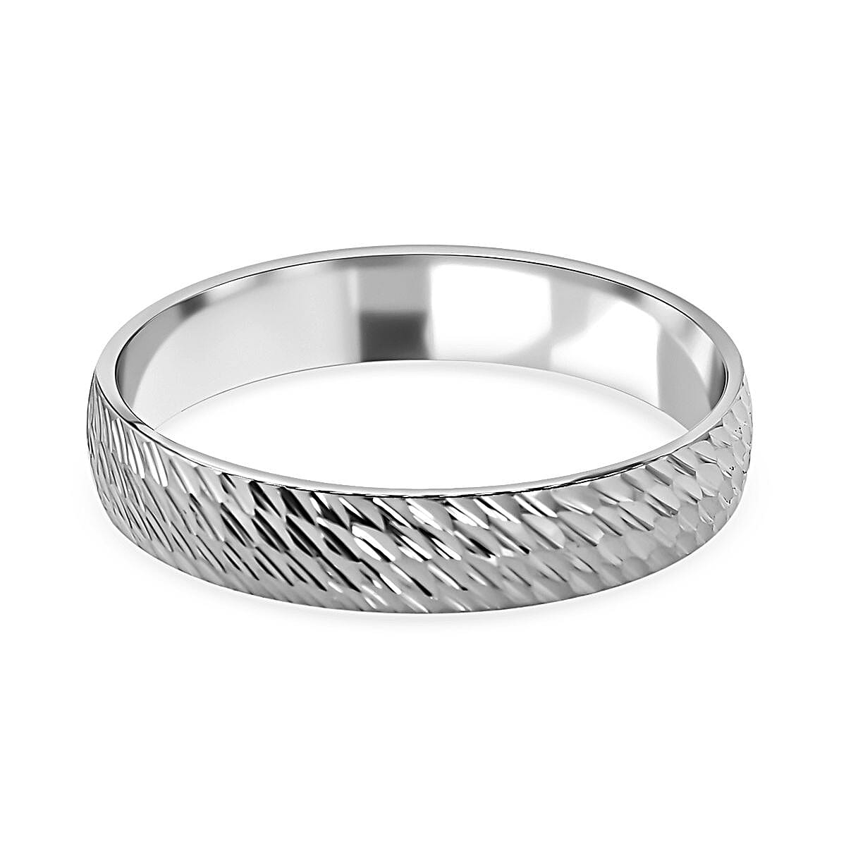 Royal Bali Collection 9K White Gold Band Ring in Diamond Cut Pattern 6252091 5