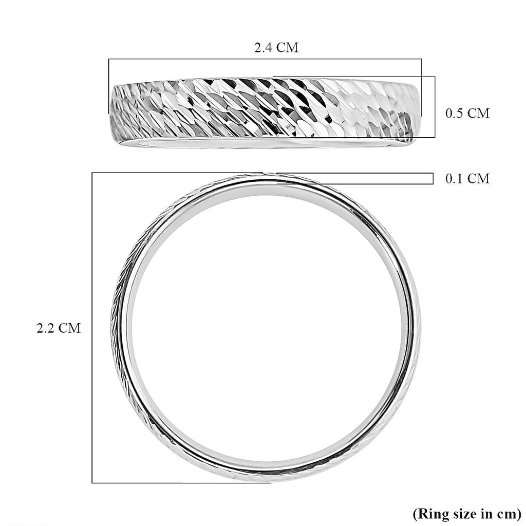 Royal Bali Collection - 9K White Gold Diamond Cut Band Ring