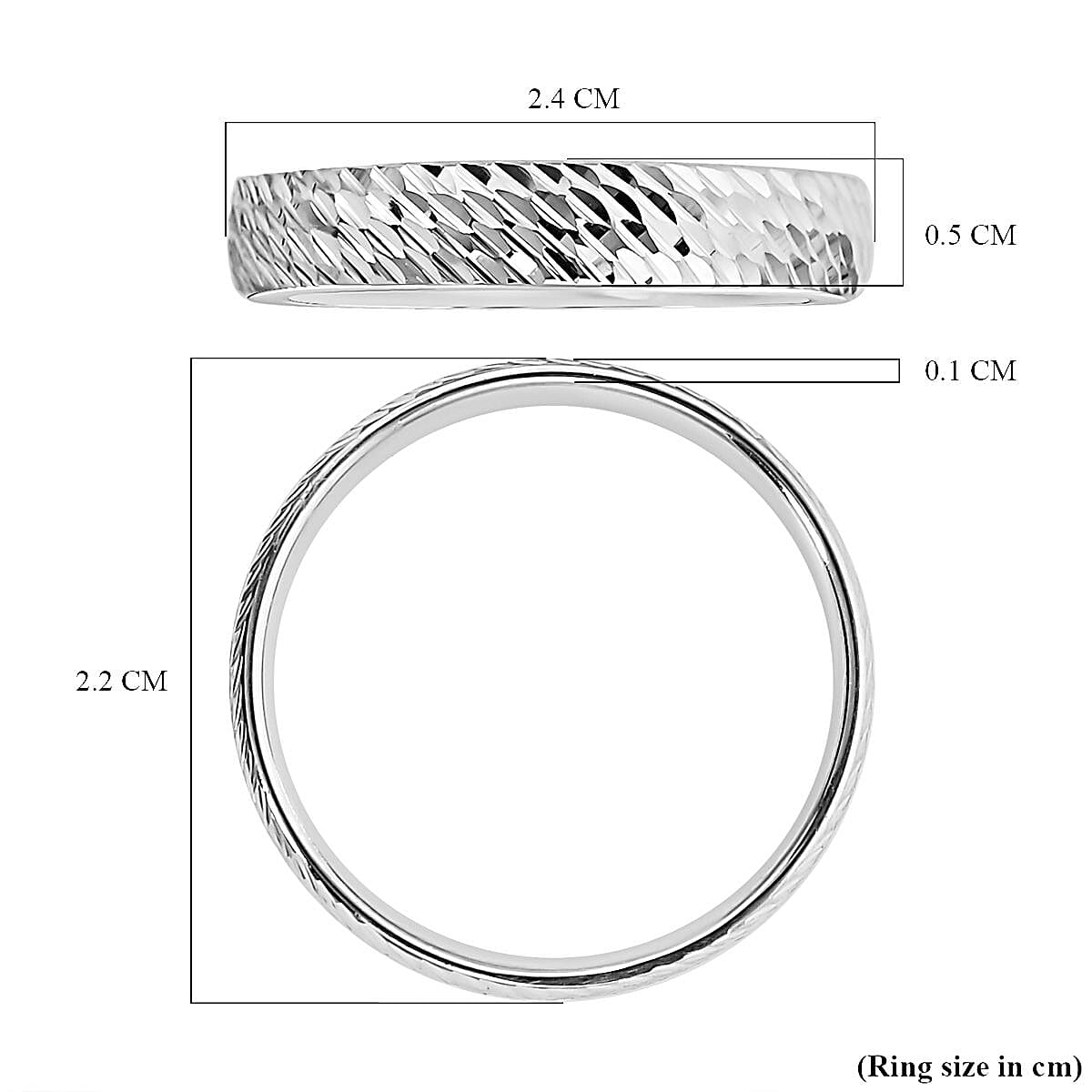 Royal Bali Collection 9K White Gold Band Ring in Diamond Cut Pattern 6252091 6