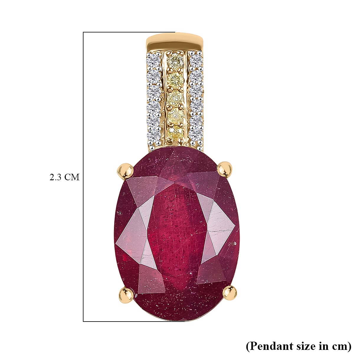 9K Yellow Gold African Ruby, Natural Yellow Diamond &amp; White Diamond Pendant 9.52 Ct. 8031178 6