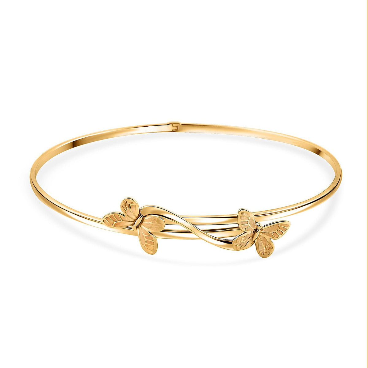 9K Yellow Gold Adjustable Butterfly Bangle 7.5 Inch V32512543 0