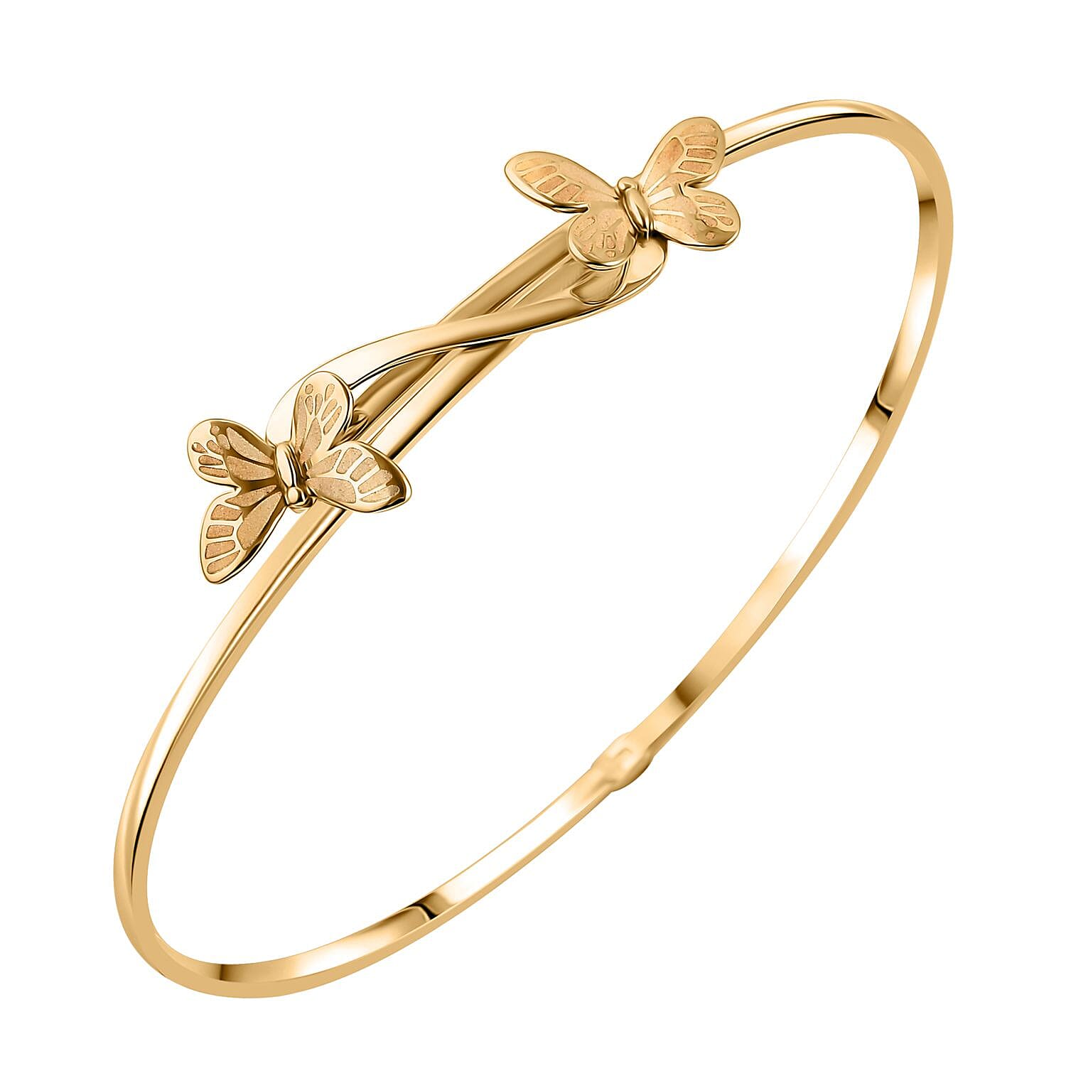9K Yellow Gold Adjustable Butterfly Bangle 7.5 Inch V32512543 3