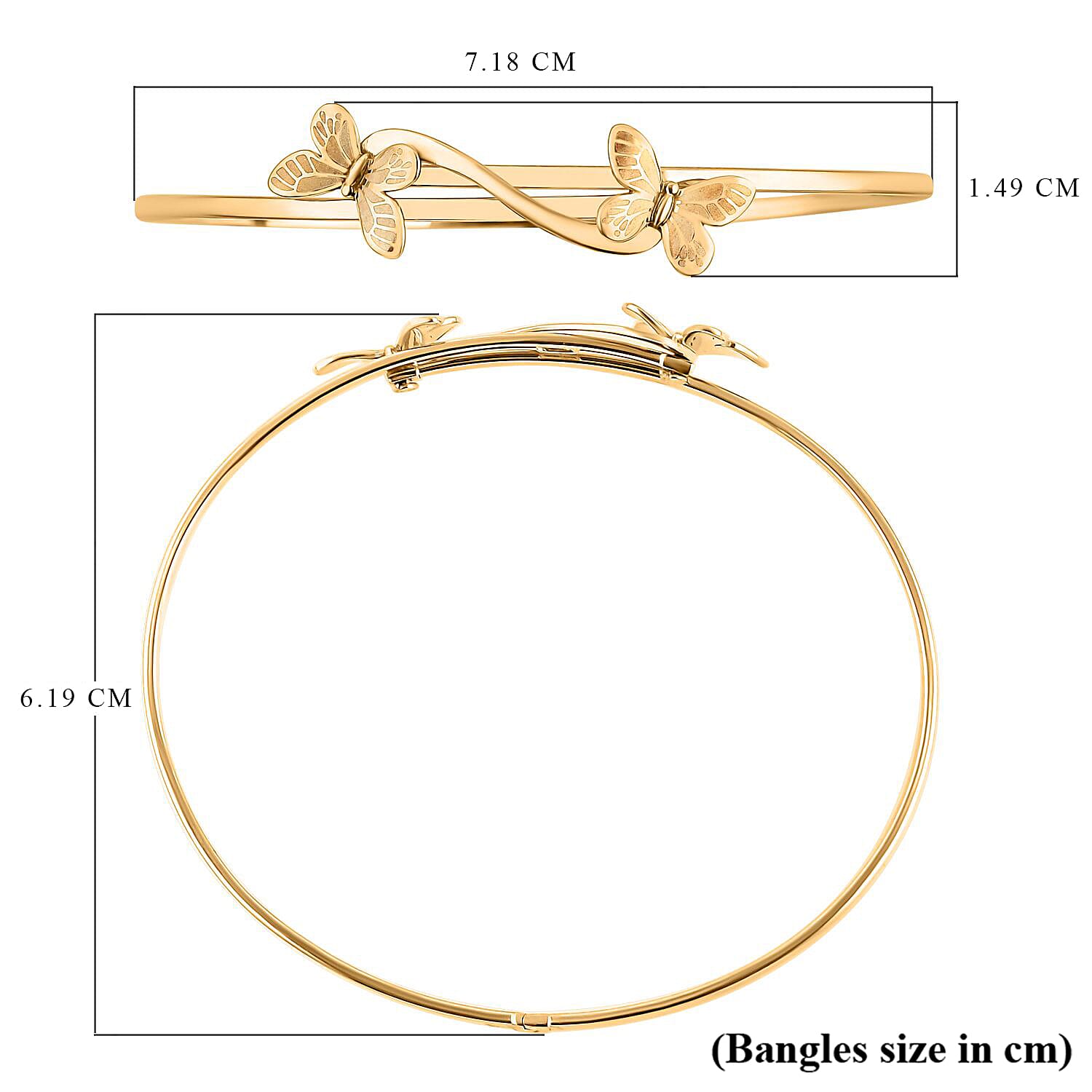 9K Yellow Gold Adjustable Butterfly Bangle 7.5 Inch V32512543 5