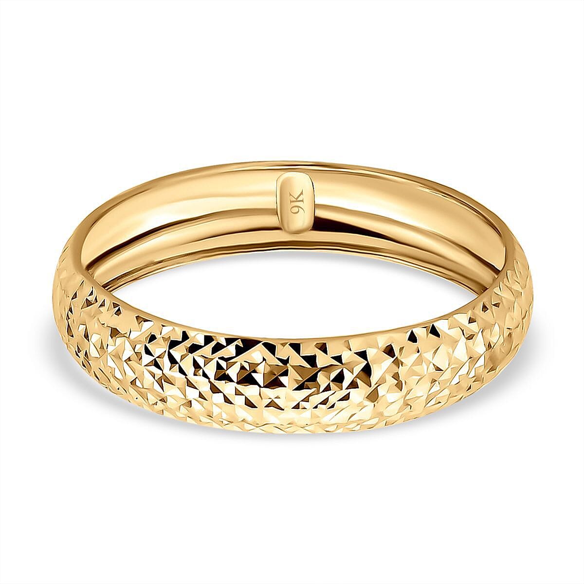 9K Yellow Gold Diamond-Cut Band Ring 3710153 6