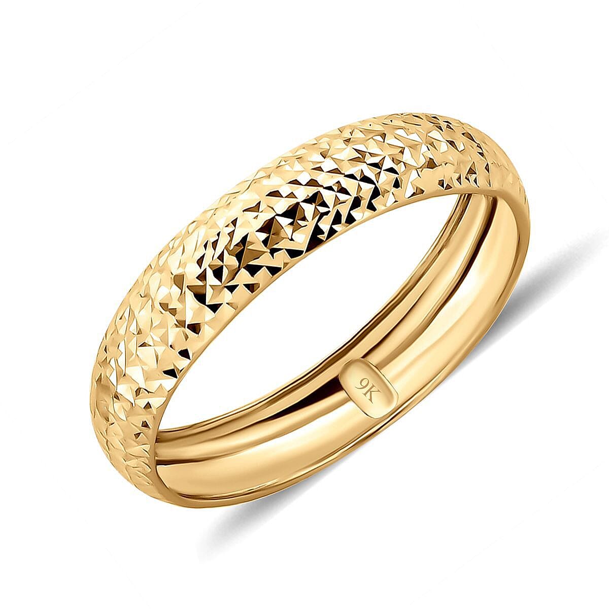 9K Yellow Gold Diamond-Cut Band Ring 3710153 9