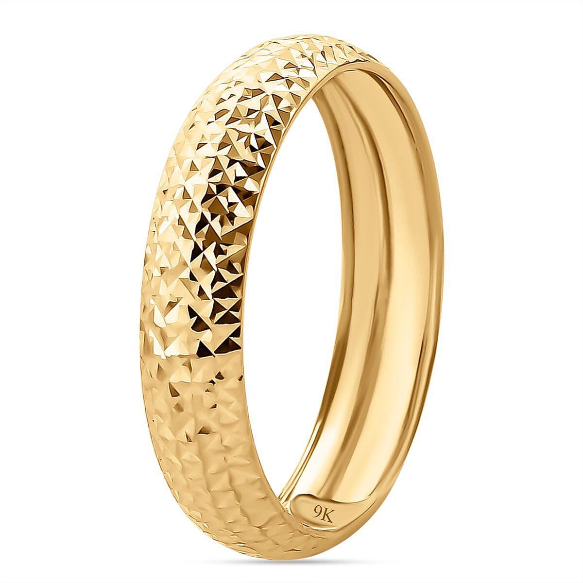 9K Yellow Gold Diamond-Cut Band Ring 3710153 10