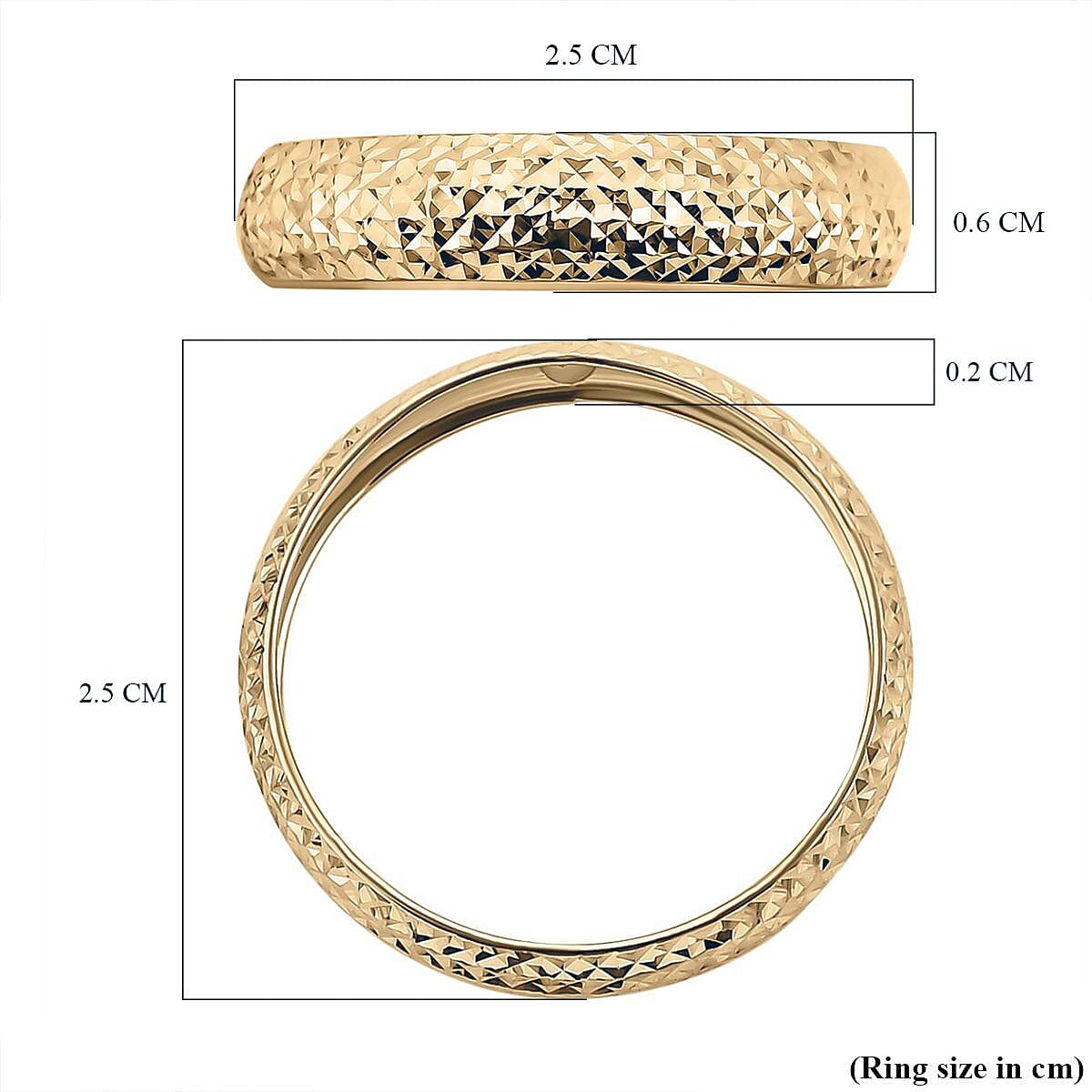 9K Yellow Gold Diamond-Cut Band Ring 3710153 11