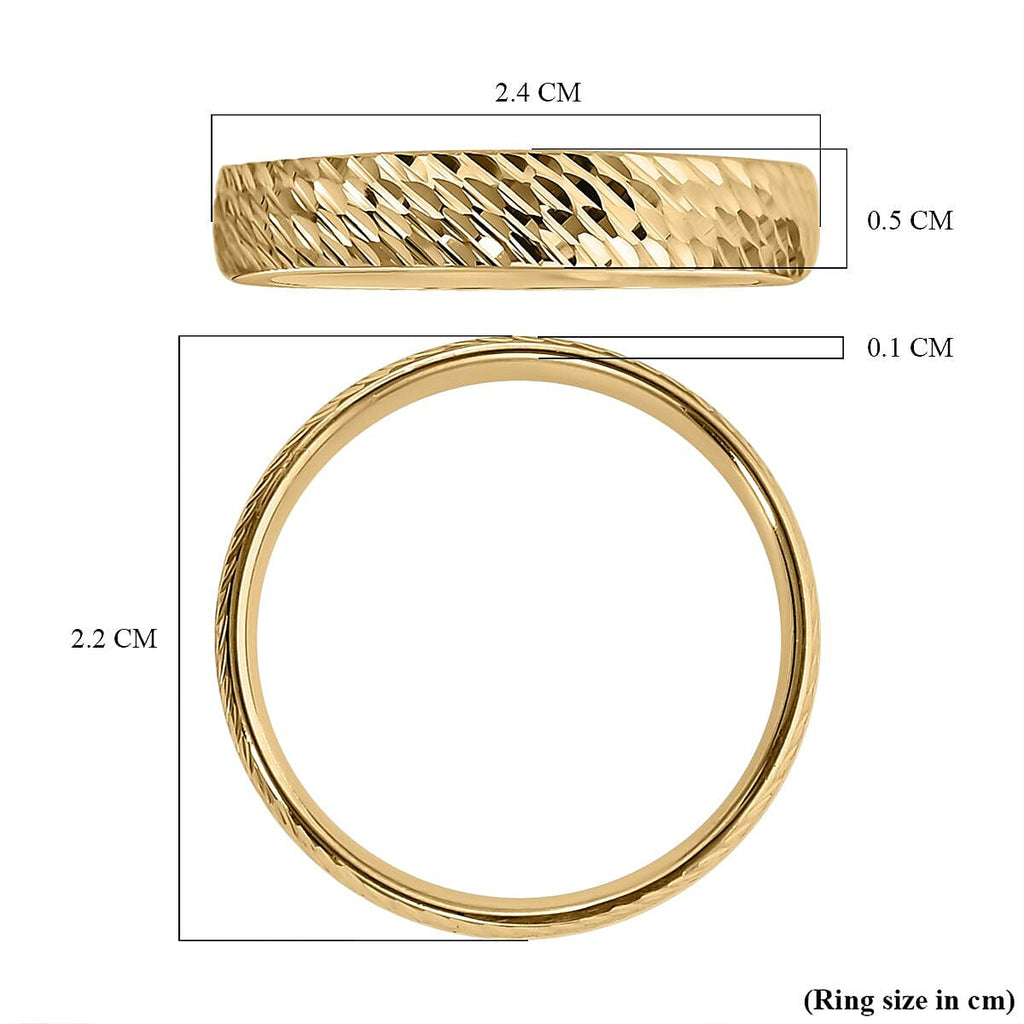 Royal Bali Collection - 9K Yellow Gold Diamond Cut Band Ring