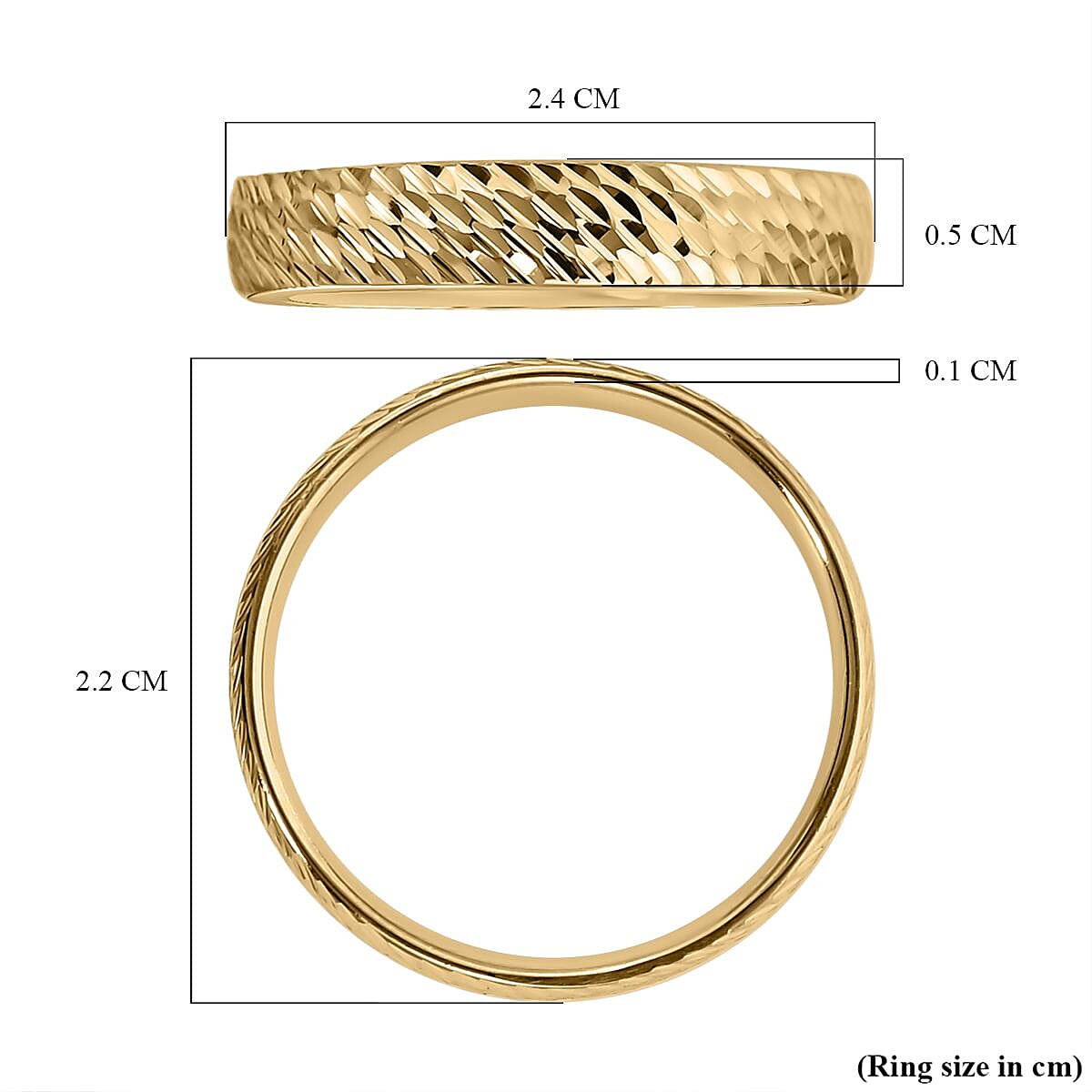 Royal Bali Collection 9K Yellow Gold Diamond Cut Band Ring 6252147 6