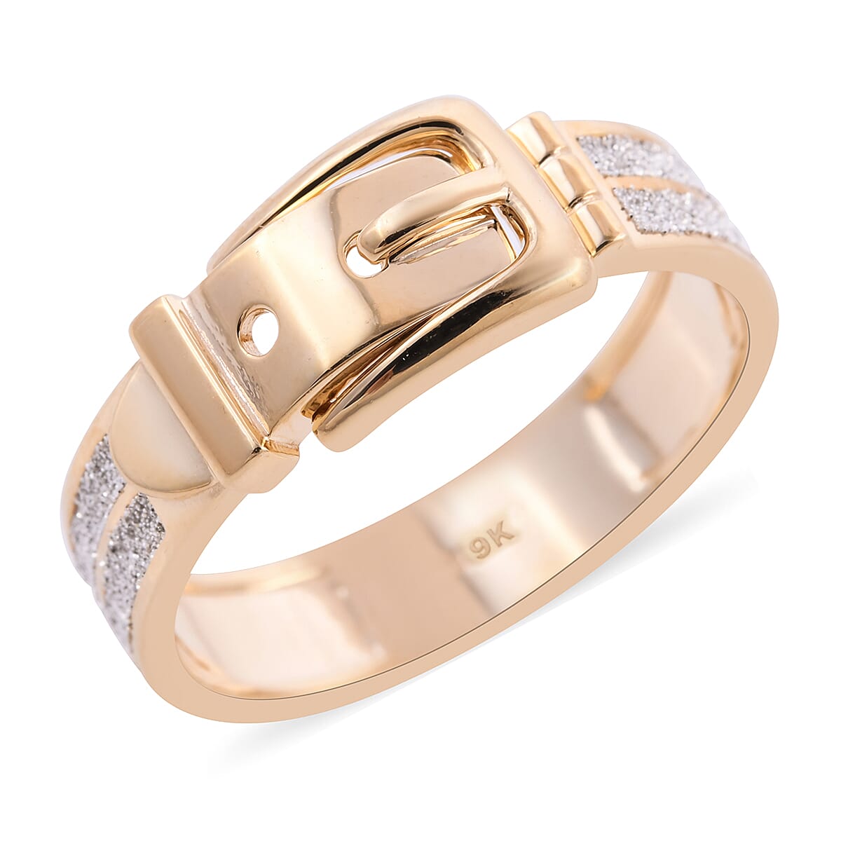 Royal Bali Collection - 9K Yellow Gold Diamond Cut Buckle Ring 8835803 0