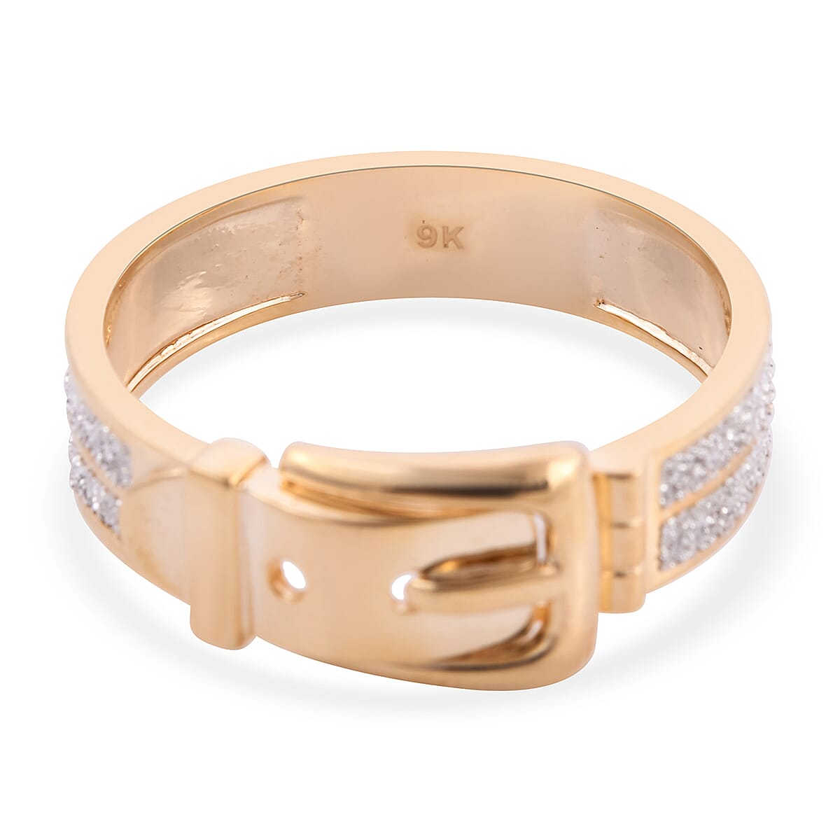 Royal Bali Collection - 9K Yellow Gold Diamond Cut Buckle Ring 8835803 4