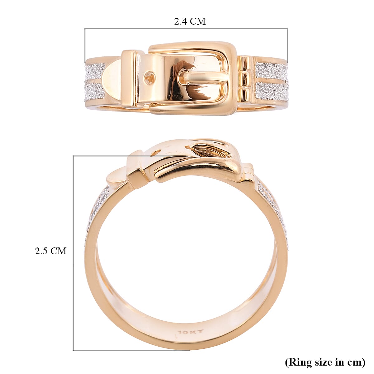 Royal Bali Collection - 9K Yellow Gold Diamond Cut Buckle Ring 8835803 5
