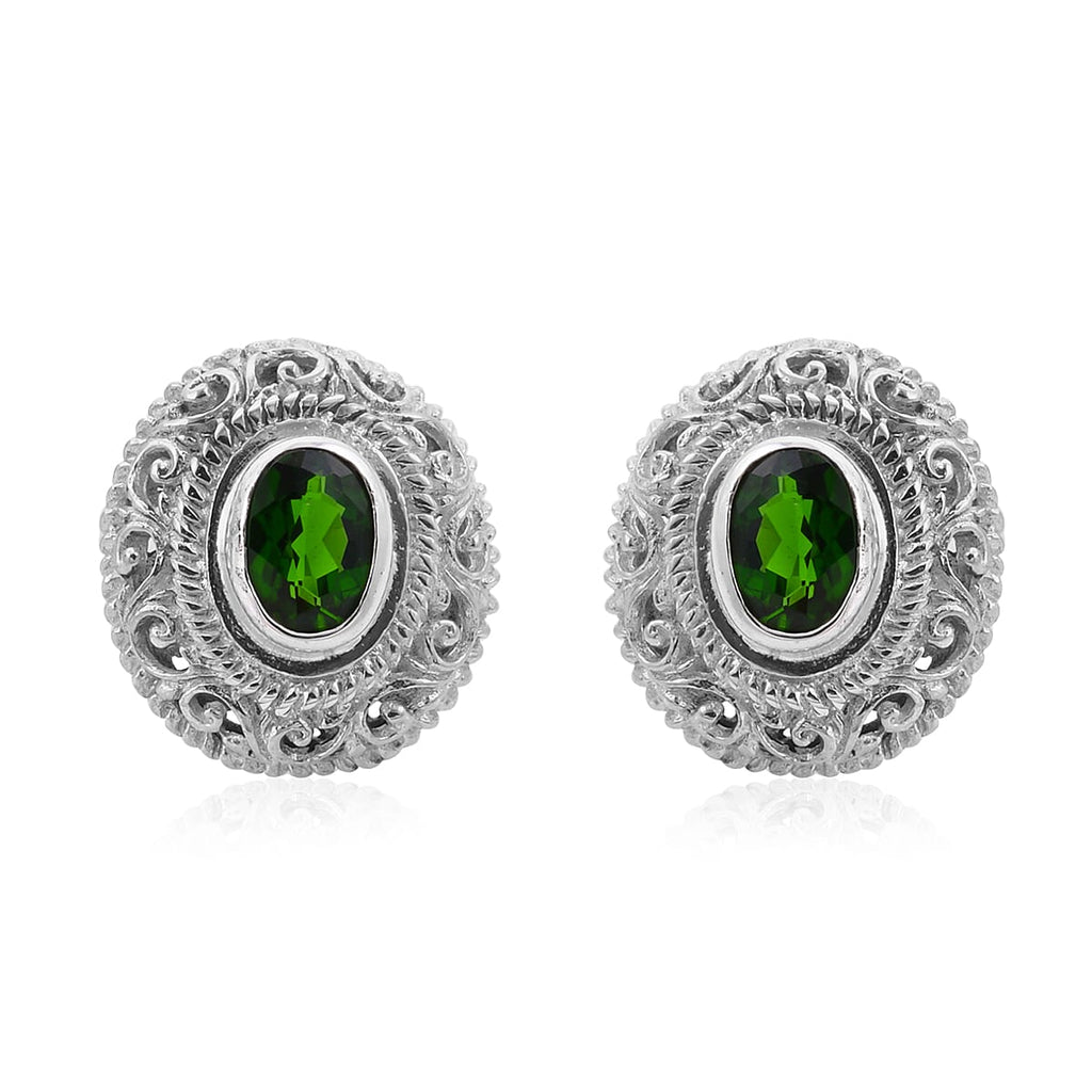 Royal Bali Collection - AA Chrome Diopside Earrings (with Push Back) in Sterling Silver 1.72 Ct.