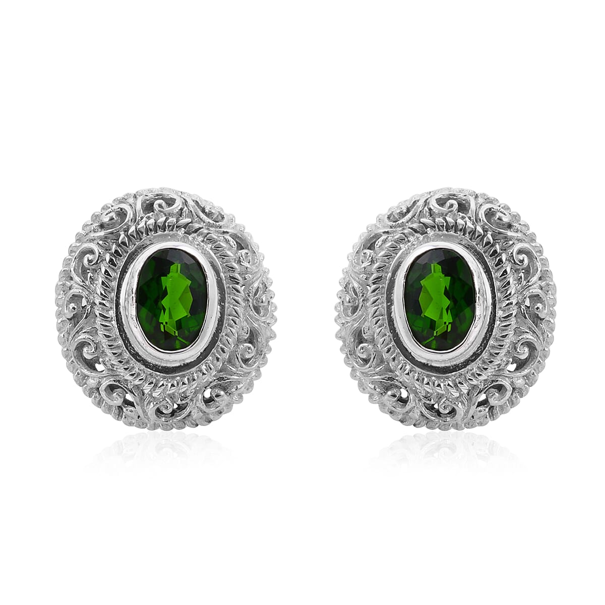 Royal Bali Collection - AA Chrome Diopside Earrings (with Push Back) in Sterling Silver 1.72 Ct. 3710037 0