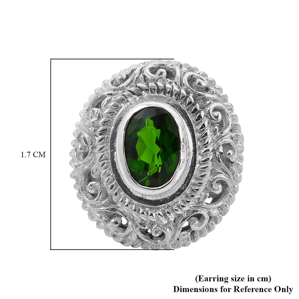 Royal Bali Collection - AA Chrome Diopside Earrings (with Push Back) in Sterling Silver 1.72 Ct.