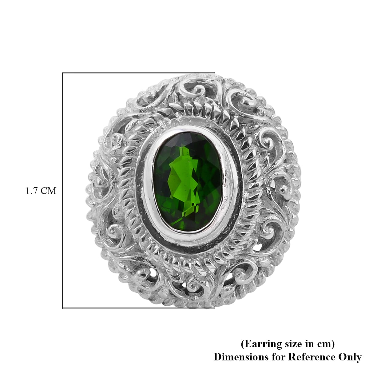 Royal Bali Collection - AA Chrome Diopside Earrings (with Push Back) in Sterling Silver 1.72 Ct. 3710037 3