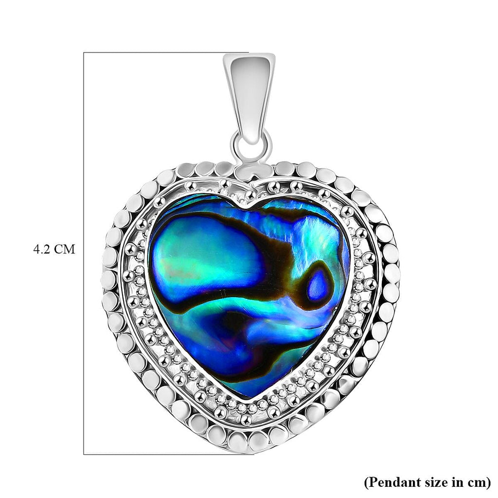 Royal Bali Collection Abalone Shell Heart Pendant in Sterling Silver 5.40 Ct.