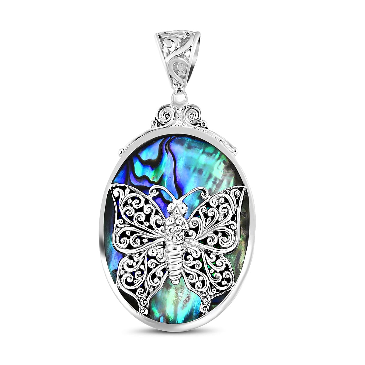 Royal Bali Collection Abalone Shell Butterfly Pendant in Sterling Silver 7751686 0