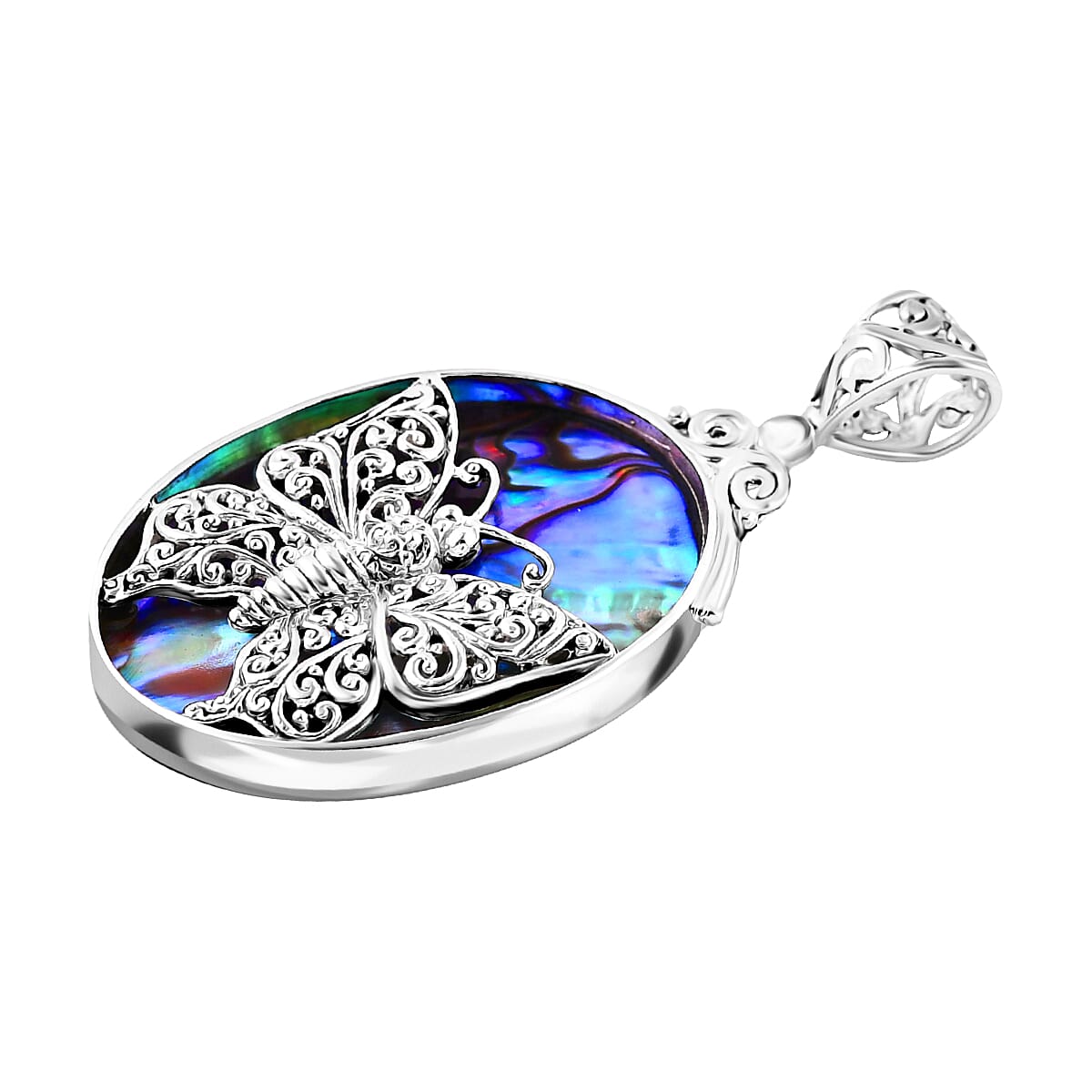 Royal Bali Collection Abalone Shell Butterfly Pendant in Sterling Silver 7751686 3