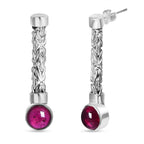 Royal Bali Collection - African Ruby Dangle Push Back Earring in Sterling Silver 6.55 Ct, Silver Wt. 5.73 Gms.