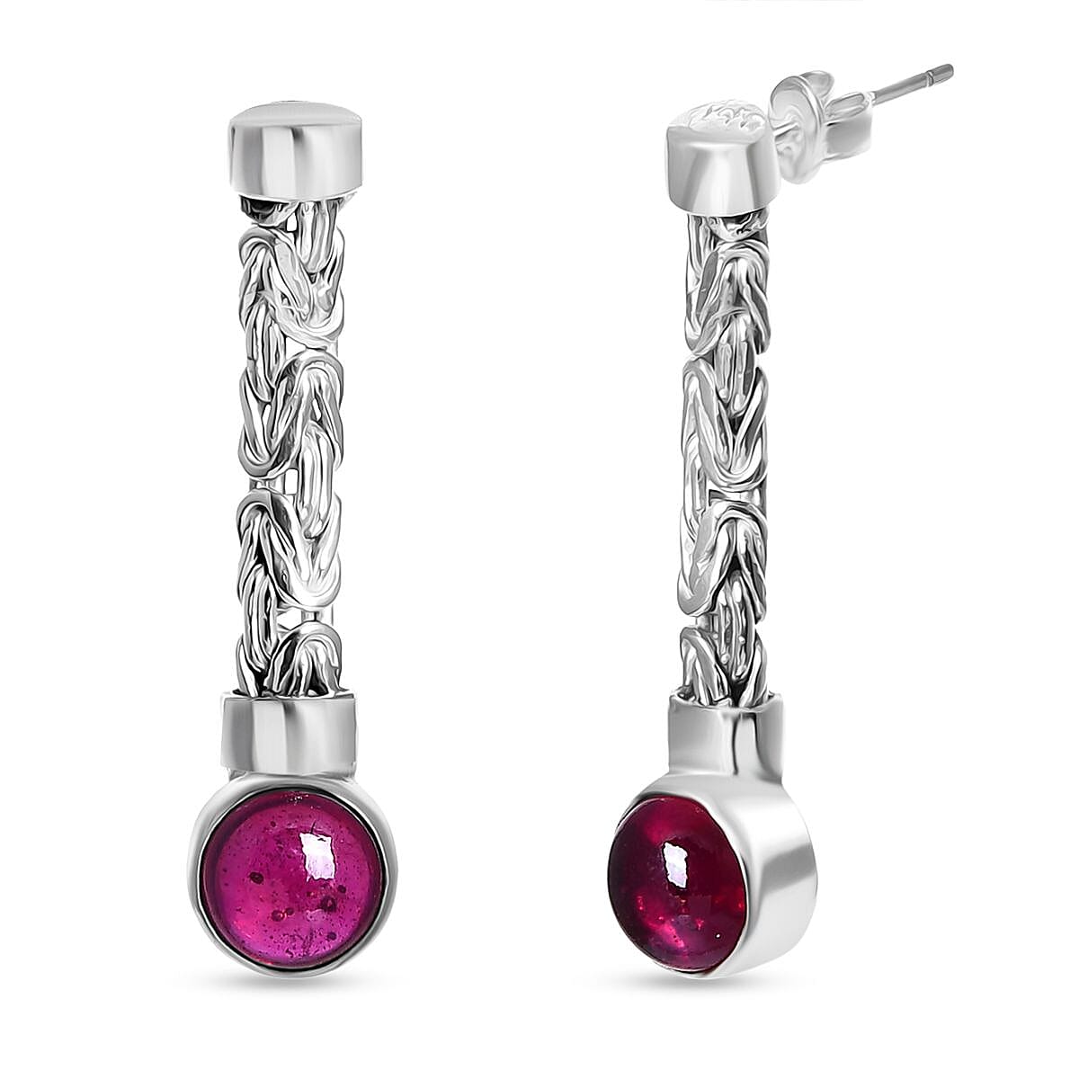 Royal Bali Collection African Ruby Dangle Earring with Push Back Sterling Silver 6.55 Ct. 8046536 0