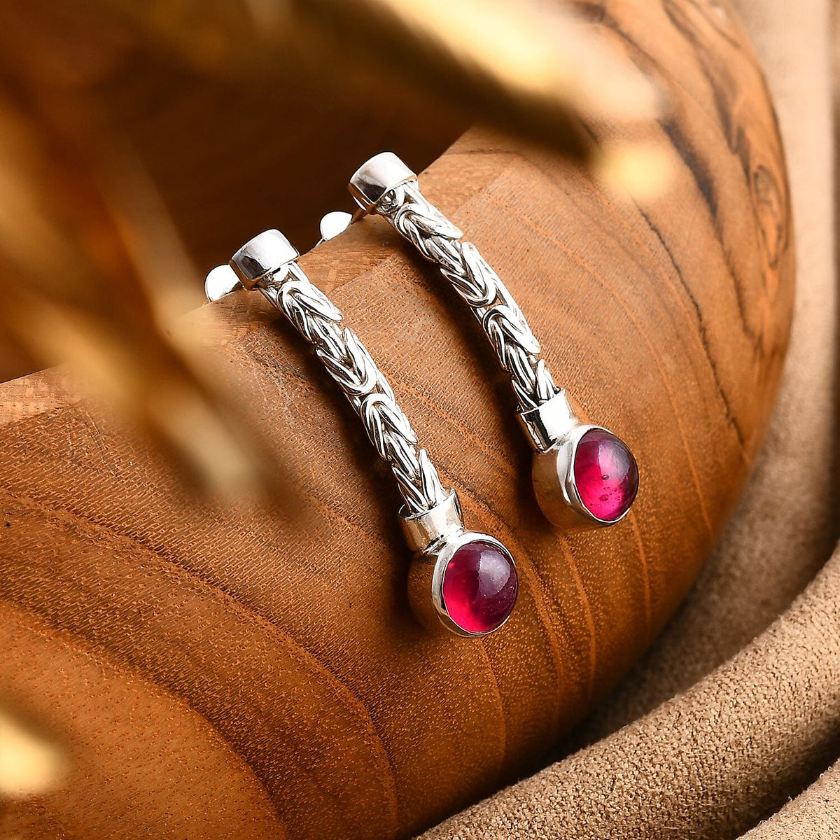 Royal Bali Collection African Ruby Dangle Earring with Push Back Sterling Silver 6.55 Ct. 8046536 1