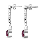 Royal Bali Collection - African Ruby Dangle Push Back Earring in Sterling Silver 6.55 Ct, Silver Wt. 5.73 Gms.