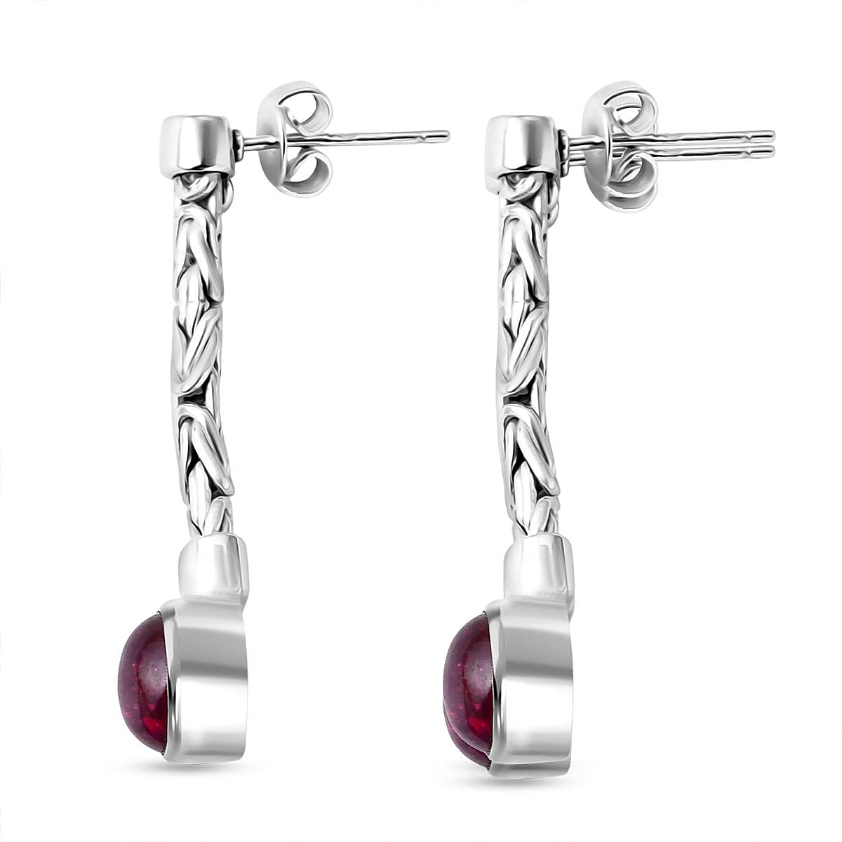 Royal Bali Collection African Ruby Dangle Earring with Push Back Sterling Silver 6.55 Ct. 8046536 3