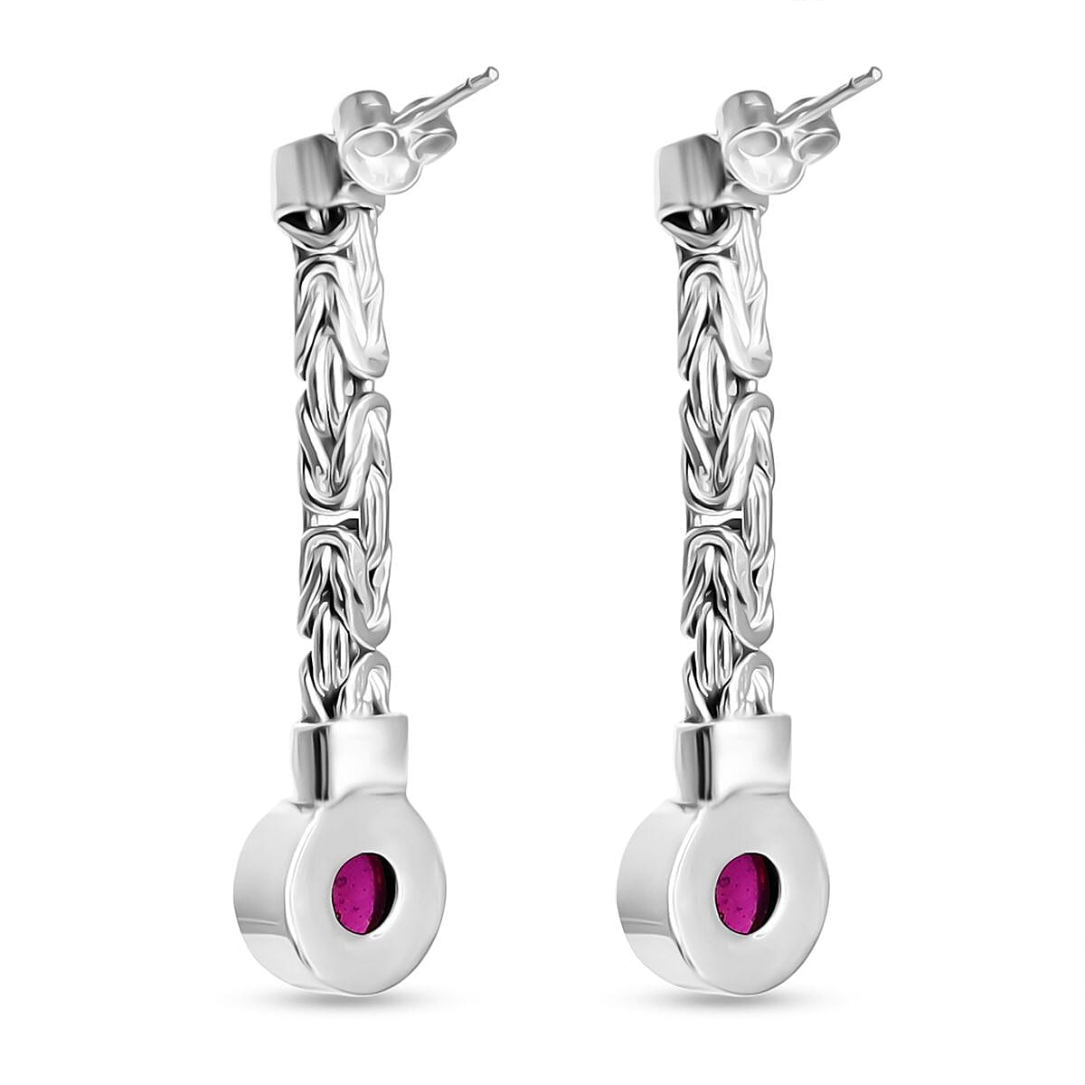 Royal Bali Collection African Ruby Dangle Earring with Push Back Sterling Silver 6.55 Ct. 8046536 4