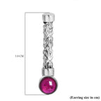 Royal Bali Collection - African Ruby Dangle Push Back Earring in Sterling Silver 6.55 Ct, Silver Wt. 5.73 Gms.