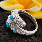 Arizona Sleeping Beauty Turquoise Dragon Head Ring in Sterling Silver, Silver wt 7.20 Gms
