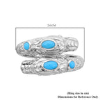 Arizona Sleeping Beauty Turquoise Dragon Head Ring in Sterling Silver, Silver wt 7.20 Gms