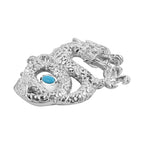 Royal Bali Collection - Arizona Sleeping Beauty Turquoise Dragon Pendant in Sterling Silver, Silver Wt. 7.60 Gms