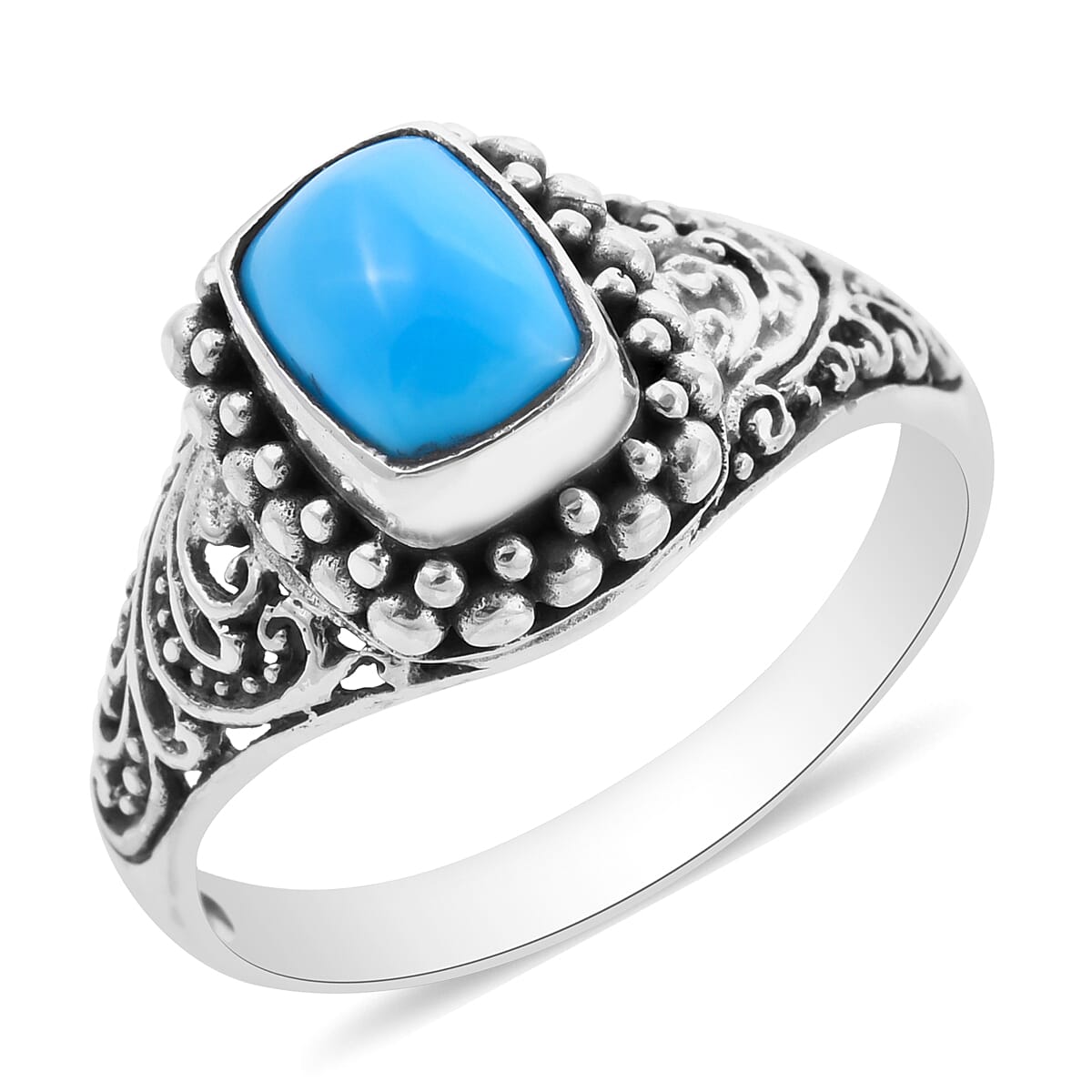 Royal Bali Collection - Arizona Sleeping Beauty Turquoise Ring in Sterling Silver 1.42 Ct. 3702015 0