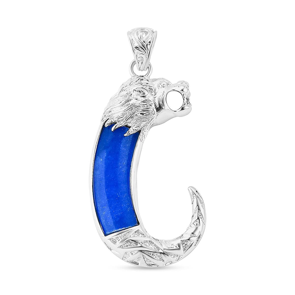 Royal Bali Collection - Blue Colour Jade Lion Pendant in Sterling Silver 10.50 ct 7856582 6