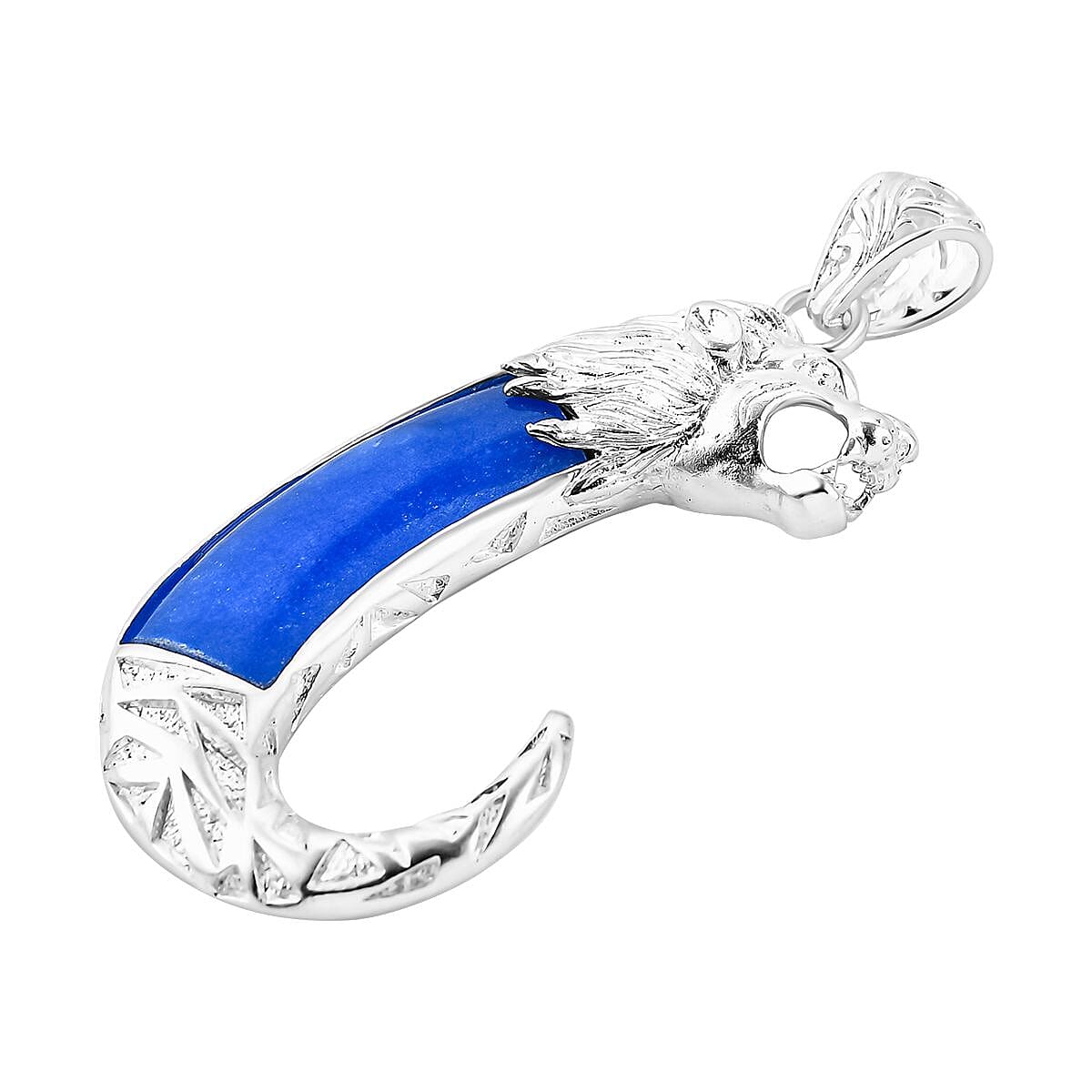 Royal Bali Collection - Blue Colour Jade Lion Pendant in Sterling Silver 10.50 ct 7856582 9