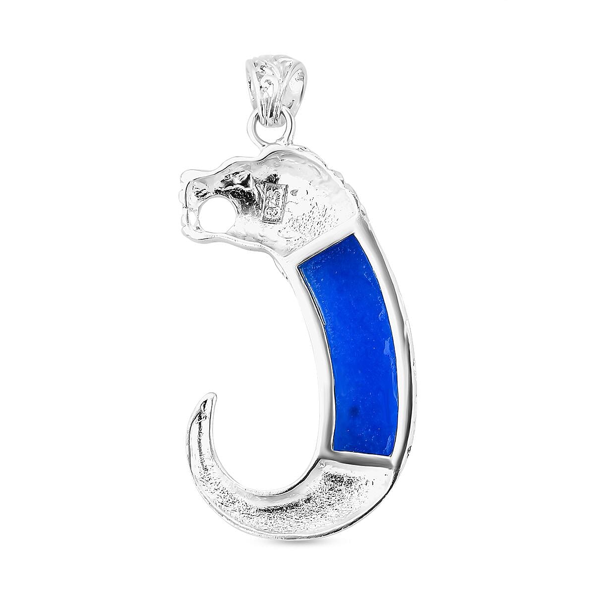 Royal Bali Collection - Blue Colour Jade Lion Pendant in Sterling Silver 10.50 ct 7856582 10