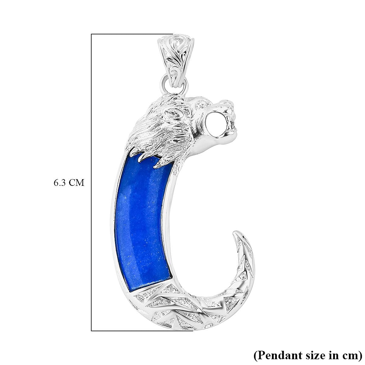 Royal Bali Collection - Blue Colour Jade Lion Pendant in Sterling Silver 10.50 ct 7856582 11