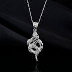 Royal Bali Collection - Blue Sapphire & Black Spinel Sterling Silver Serpent Pendant with Chain (Size 20) & Lobster Clasp
