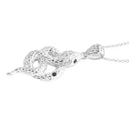 Royal Bali Collection - Blue Sapphire & Black Spinel Sterling Silver Serpent Pendant with Chain (Size 20) & Lobster Clasp